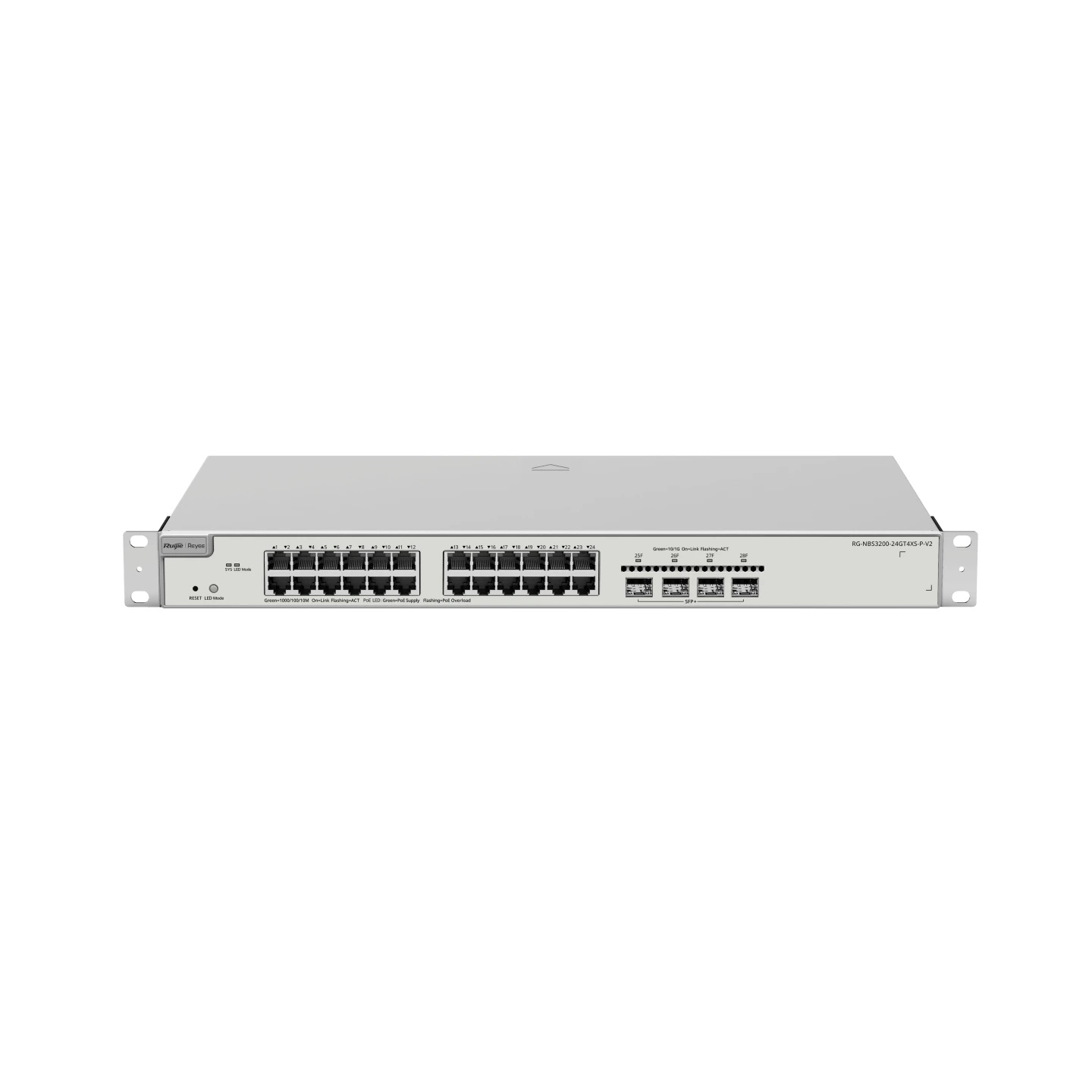 Ruijie Reyee RG-NBS3200-24GT4XS-P-V2 24-Port Gigabit Layer 2+ Cloud Managed PoE Switch | 4 x 10G Uplinks | 370W PoE | 4 x 10G SFP+ Uplink | Metal Case | 19" Rack-mount