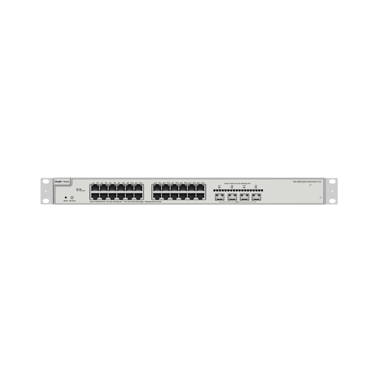 Ruijie Reyee RG-NBS3200-24GT4XS-P-V2 24-Port Gigabit Layer 2+ Cloud Managed PoE Switch | 4 x 10G Uplinks | 370W PoE | 4 x 10G SFP+ Uplink | Metal Case | 19" Rack-mount feature 1