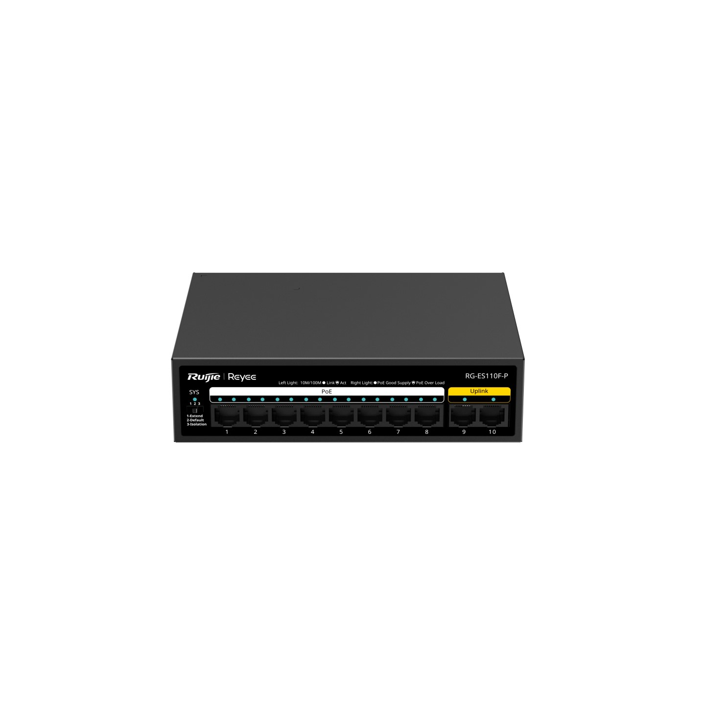 Ruijie Reyee RG-ES110F-P 10-Port Fast Ethernet PoE Unmanaged Switch | 110W PoE | Reyee Cloud Monitoring | Metal Case