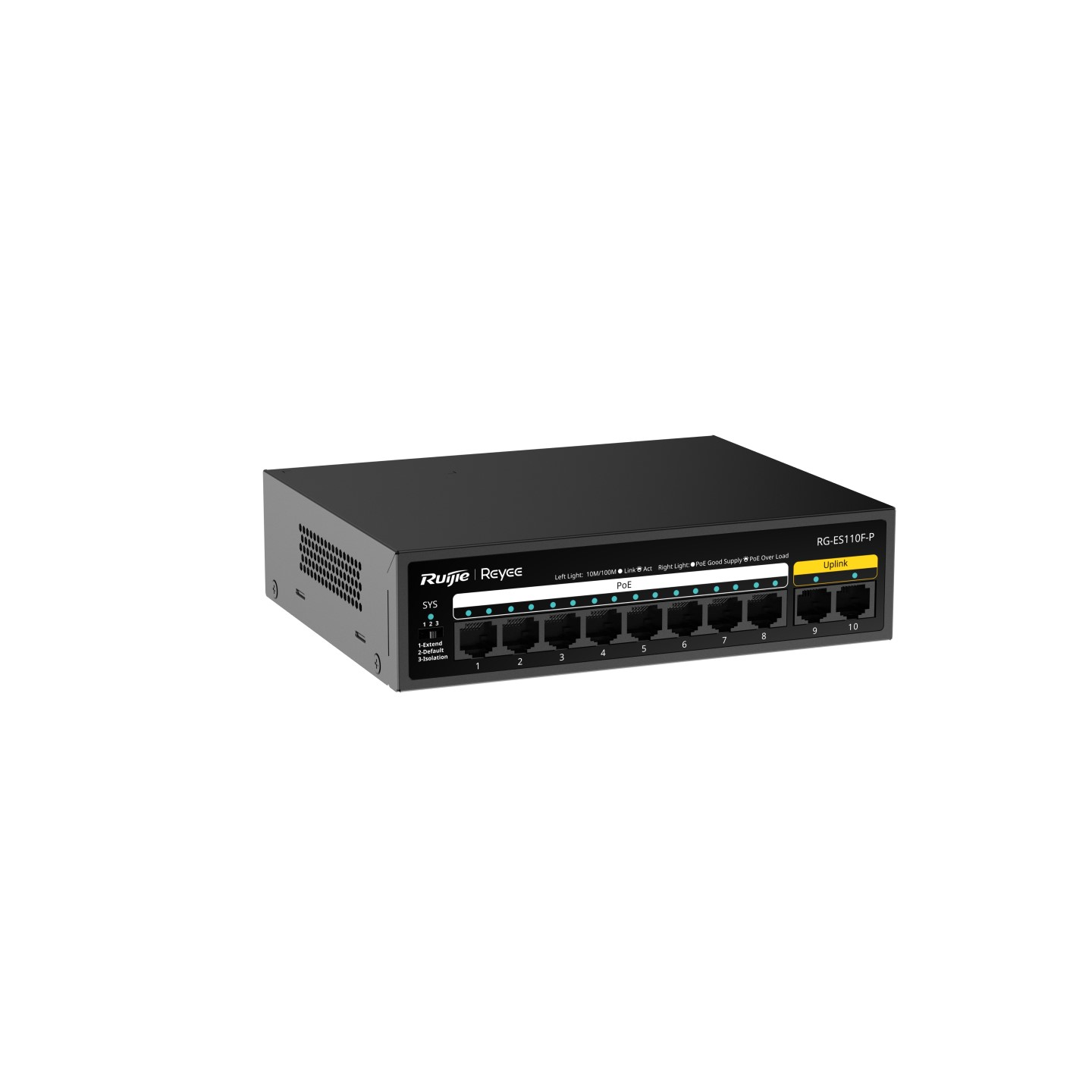 Ruijie Reyee RG-ES110F-P 10-Port Fast Ethernet PoE Unmanaged Switch | 110W PoE | Reyee Cloud Monitoring | Metal Case feature 2