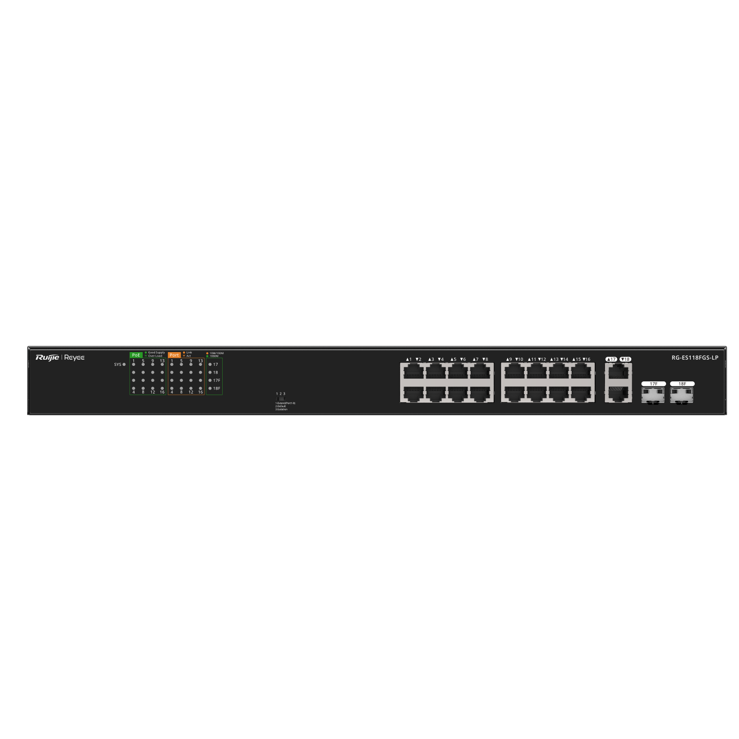Ruijie Reyee RG-ES118FGS-LP 18-Port Fast Ethernet PoE Switch with 2 Gigabit Combo Uplinks | 120W PoE | Reyee Cloud Monitoring | Metal Case