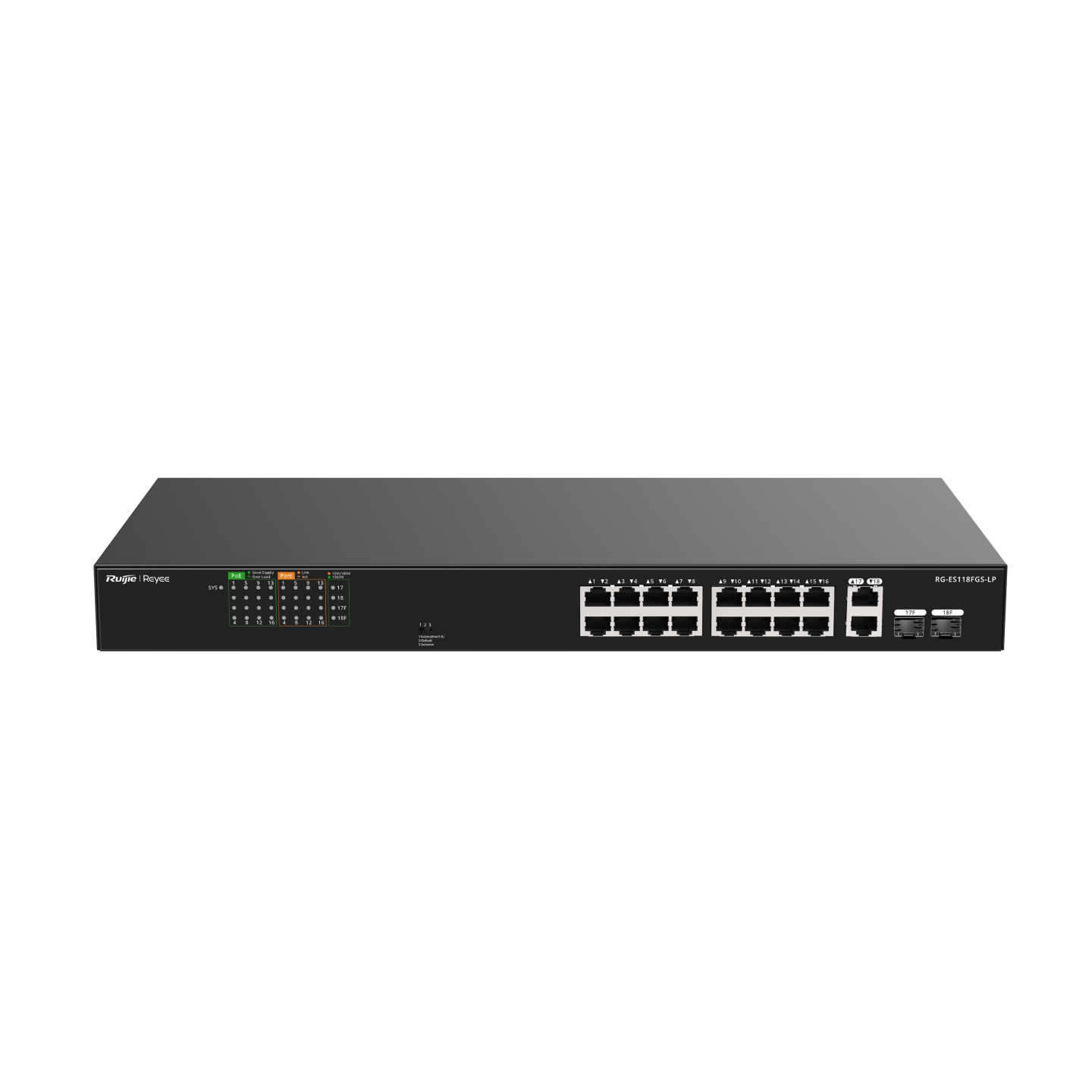Ruijie Reyee RG-ES118FGS-LP 18-Port Fast Ethernet PoE Switch with 2 Gigabit Combo Uplinks | 120W PoE | Reyee Cloud Monitoring | Metal Case feature 1