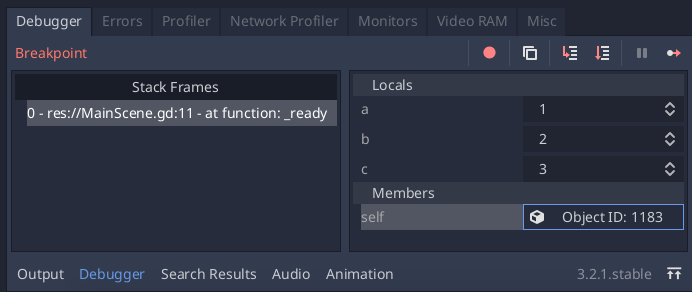 Inspecting values while stopped at a breakpoint