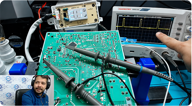 Diagnóstico técnico de una placa electrónica con osciloscopio