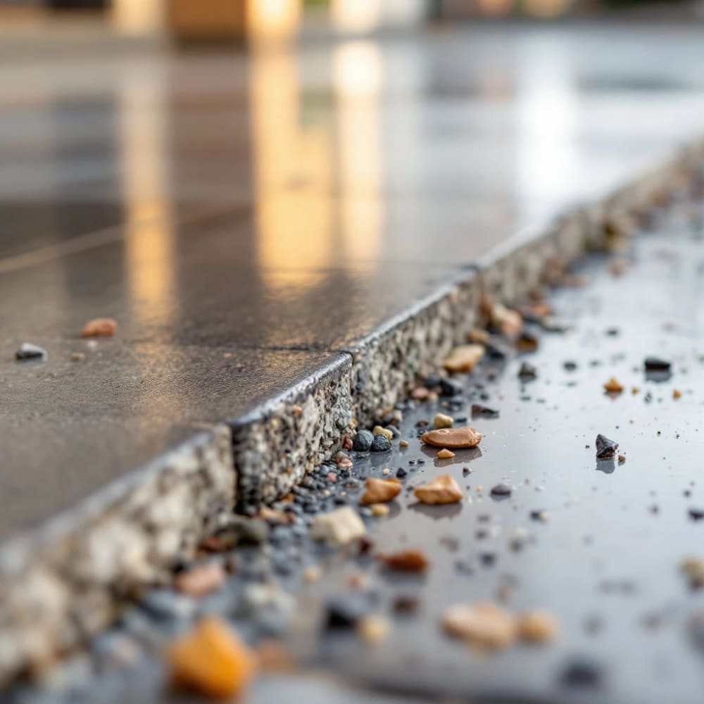 Example of an external snag — uneven driveway slabs or a damaged roof tile