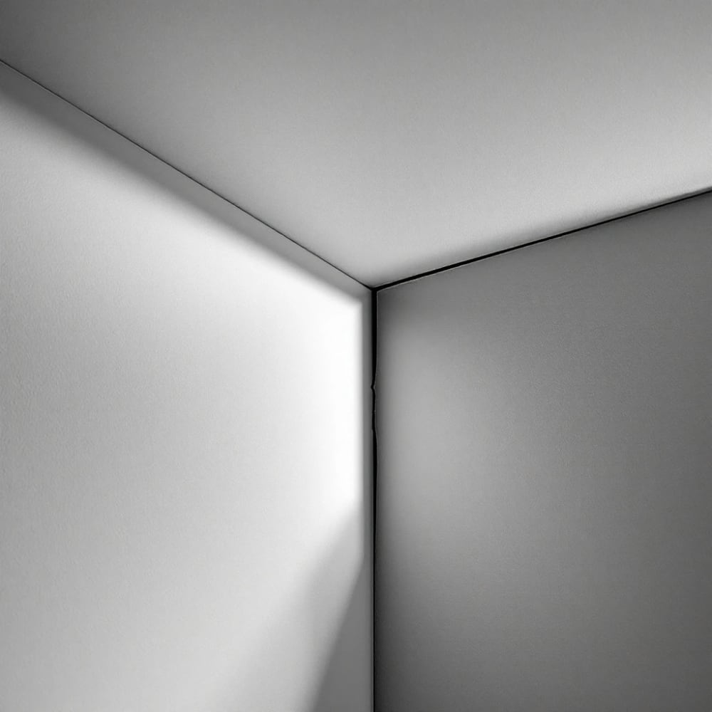 Example of a walls and ceilings snag — a crack at a ceiling corner