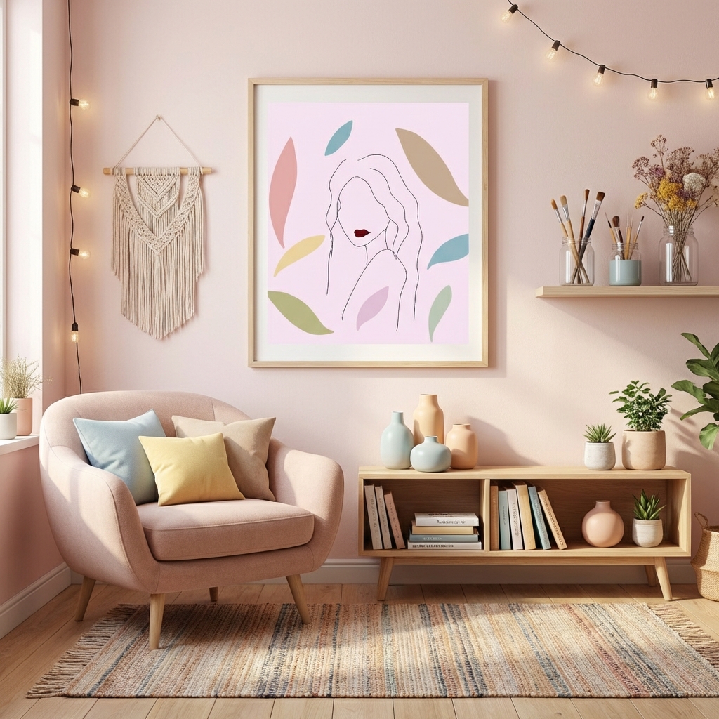 Lady in Blooms in room setting