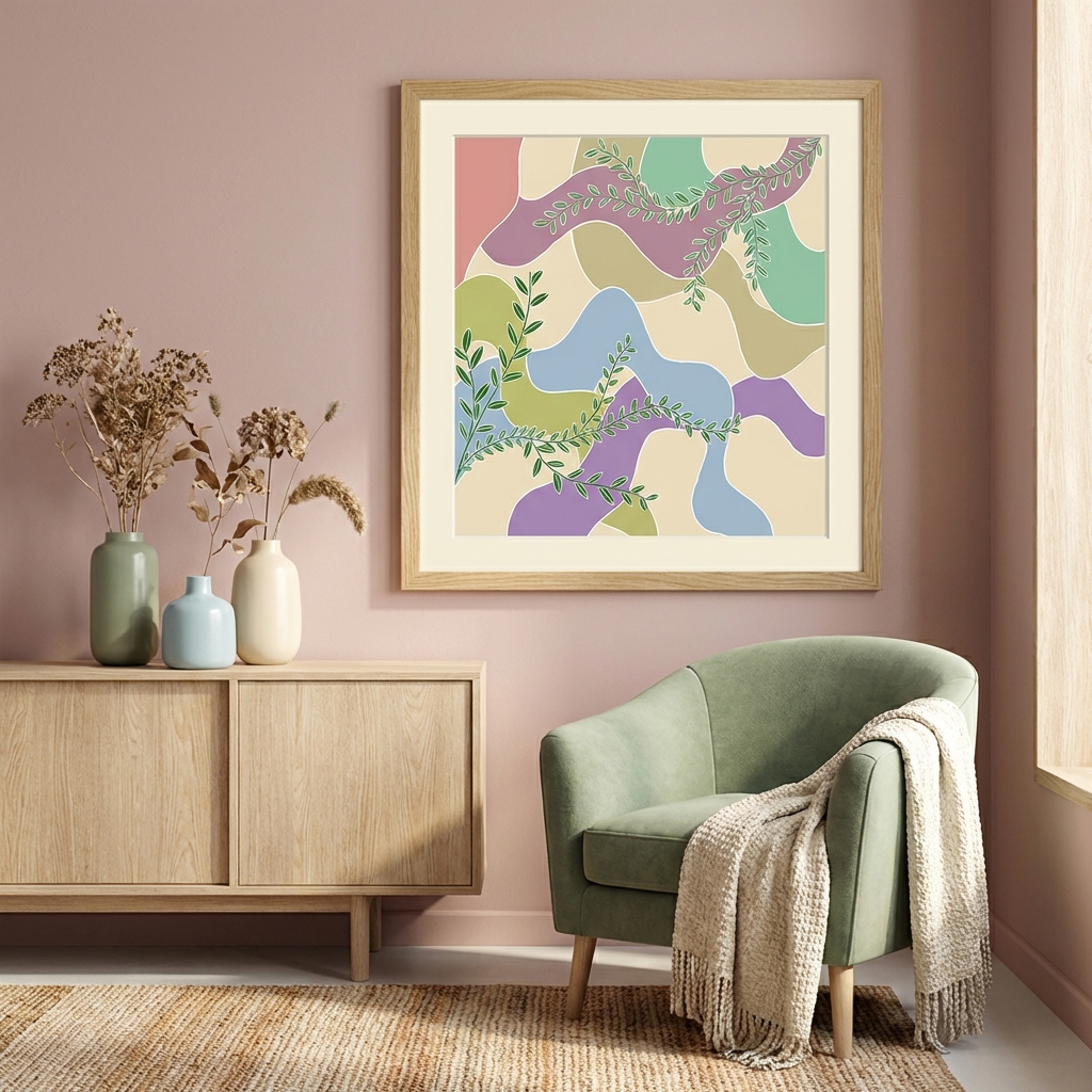 Ocean Leaves in room setting