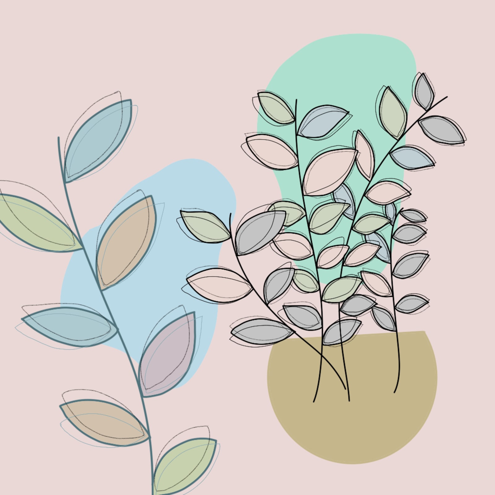 Abstract Leaves Pastel