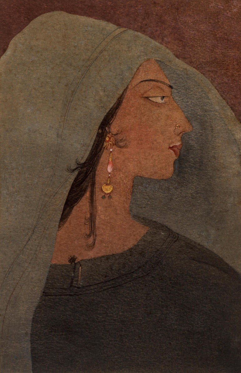 Lady in blue by Abdur Rahman Chughtai