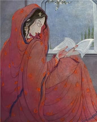 Princess by terrace by Abdur Rahman Chughtai