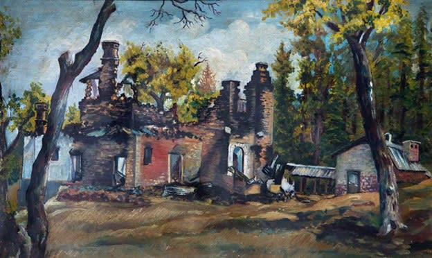 Burnt House Muree, 1947 by Anwar Afzal