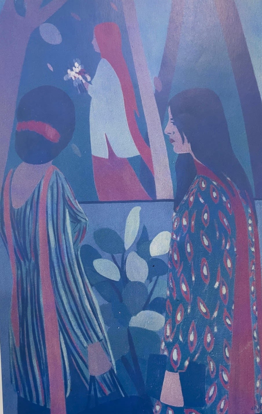 Girls Viewing Painting in Art Gallery, 1975 by Ghulam Rasul