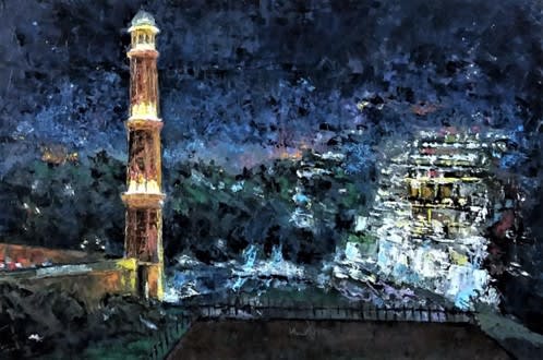 Reflections at night, 2017 by Muhammad Javed