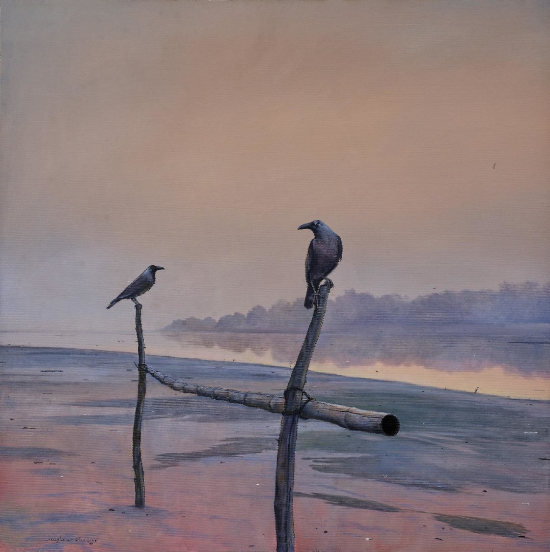 Seated Crows by Mughees Riaz