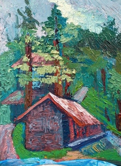 Plain air painting as painted in Bara Gali Camp, KPK, Pakistan., 2025 by Rifaat Saif Dar
