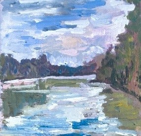 Plain air painting was painted in Alabama, USA “at the bank of the Warrior River”, 2023 by Rifaat Saif Dar