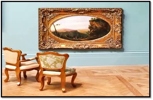 Indians view landscape & two Victorian baby chair, 2010 by Risham Hosain Syed