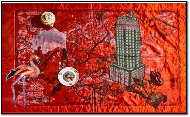Ali Trade Centre Series V with orange Flamingo, 2022 by Risham Hosain Syed
