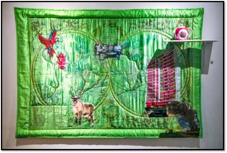 Residence 15 series II LIME GREEN with Reindeer, 2022 by Risham Hosain Syed