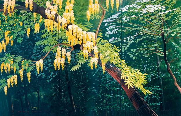 Laburnum on Canal, 3 Panels, 1992 by Ijaz ul Hassan