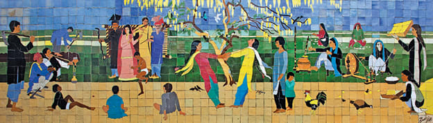 Ceramic Mural at Alhamra, Mosaic of Ceramic Tiles on wall, 1989 by Ijaz ul Hassan