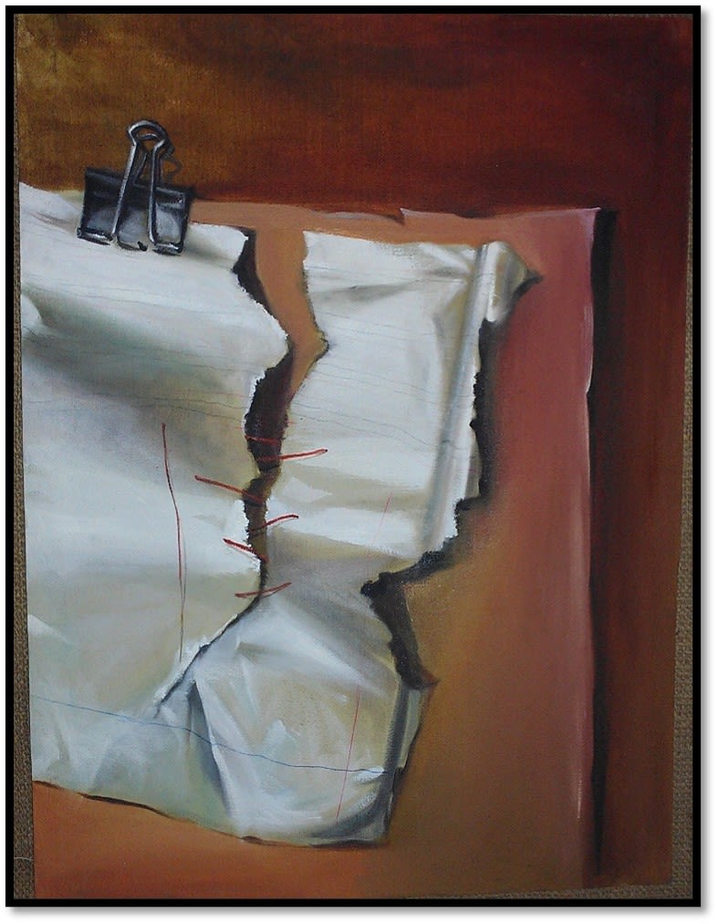 A stitched paper “Reflection of Subconscious through Doodling” by Amna Ahmad