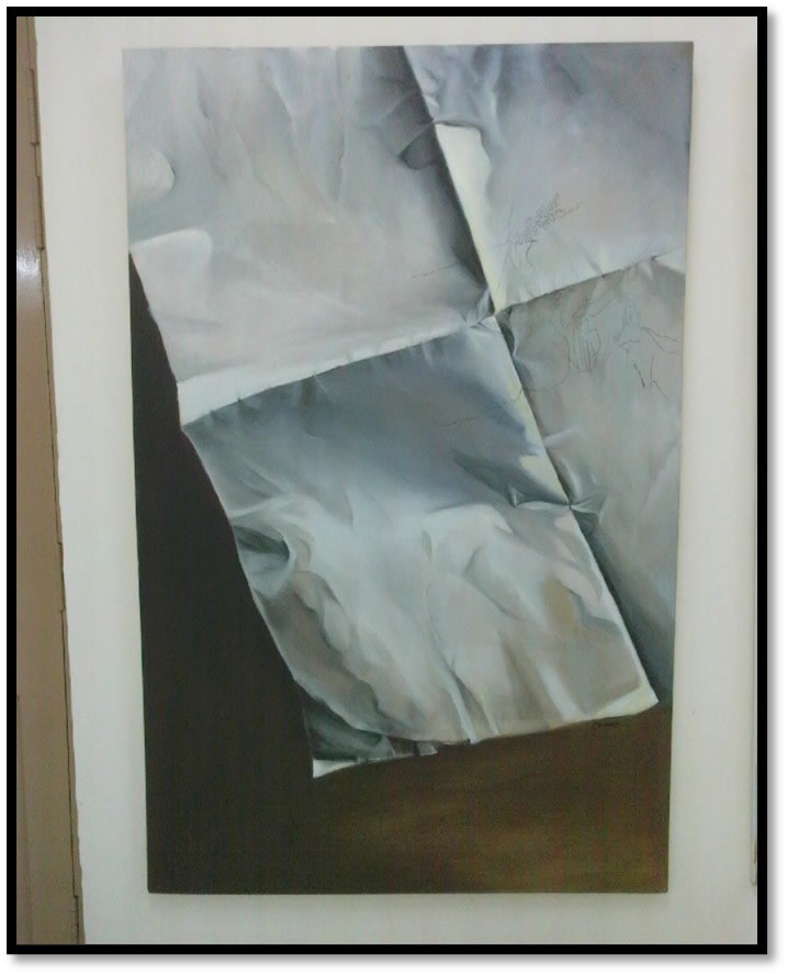A paper folded, crumpled and then straightened by Amna Ahmad