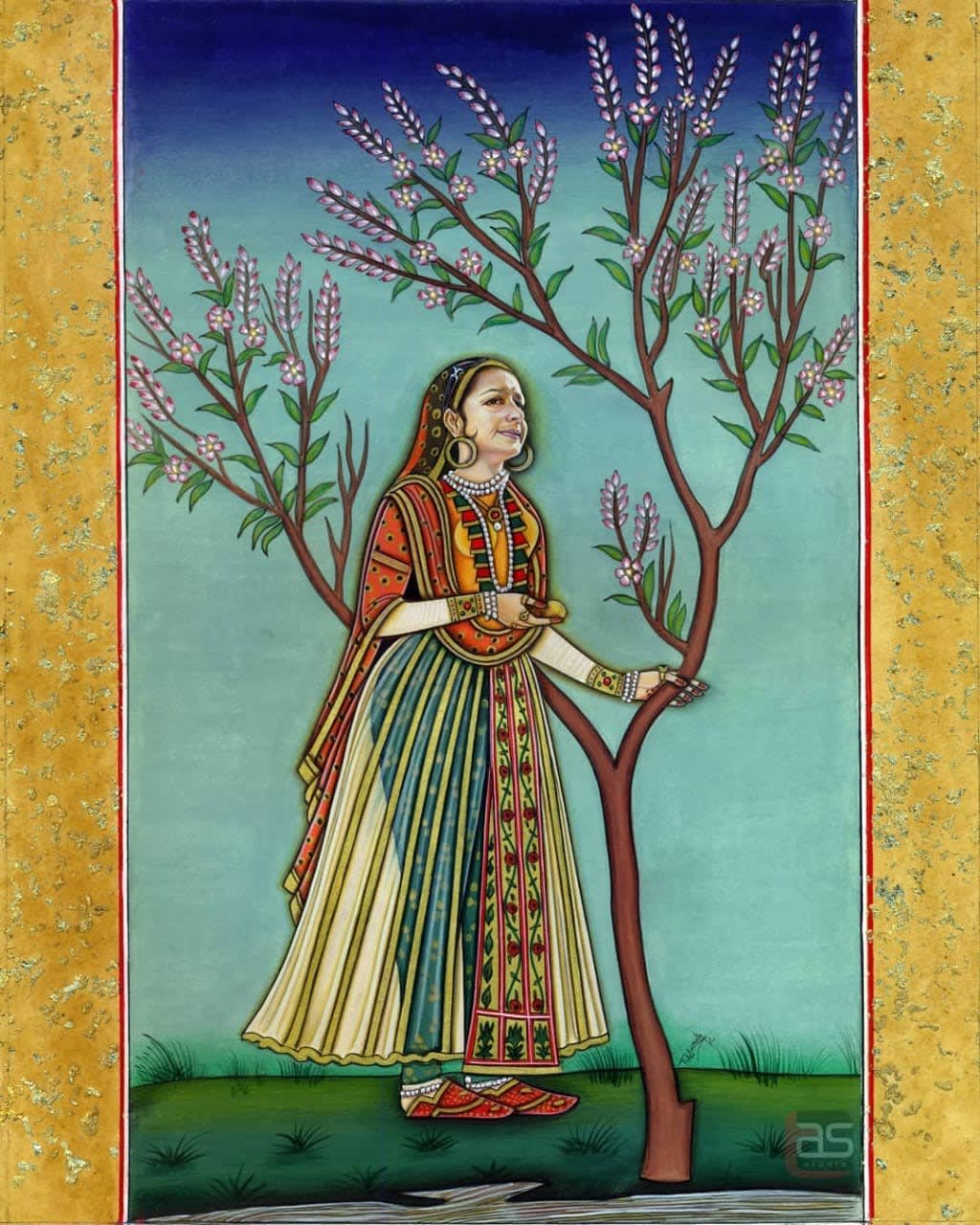 Tahir Ali Sadiq, Mughal Miniature Inspired Portrait `