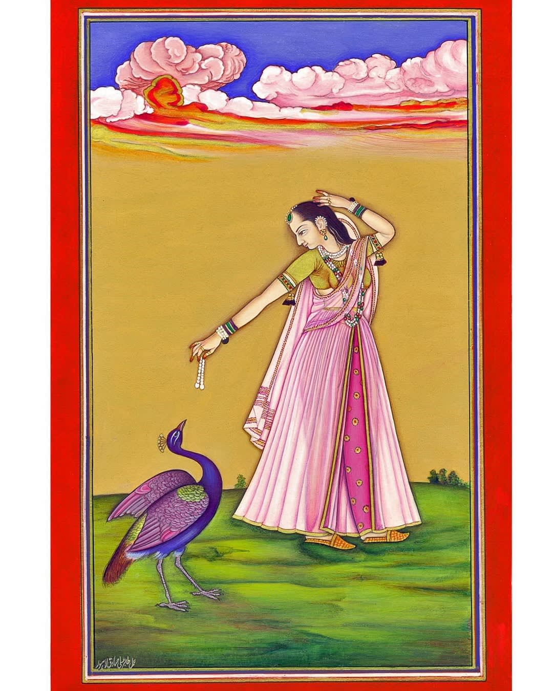 Exercise of Guler School of Indian Pahari Miniature Painting