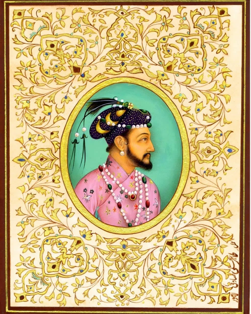 Portrait of Emperor. An exercise of Mughal school of miniature painting (Shah Jehan’s Rule)