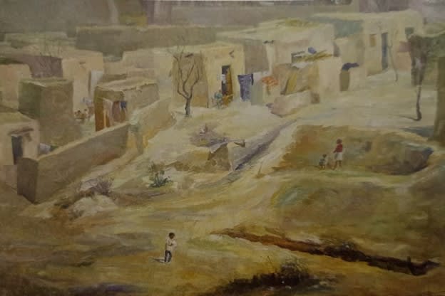 Village Scene with Large Pen