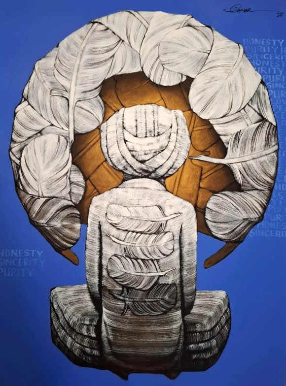 Prayer Figure Feather Halo