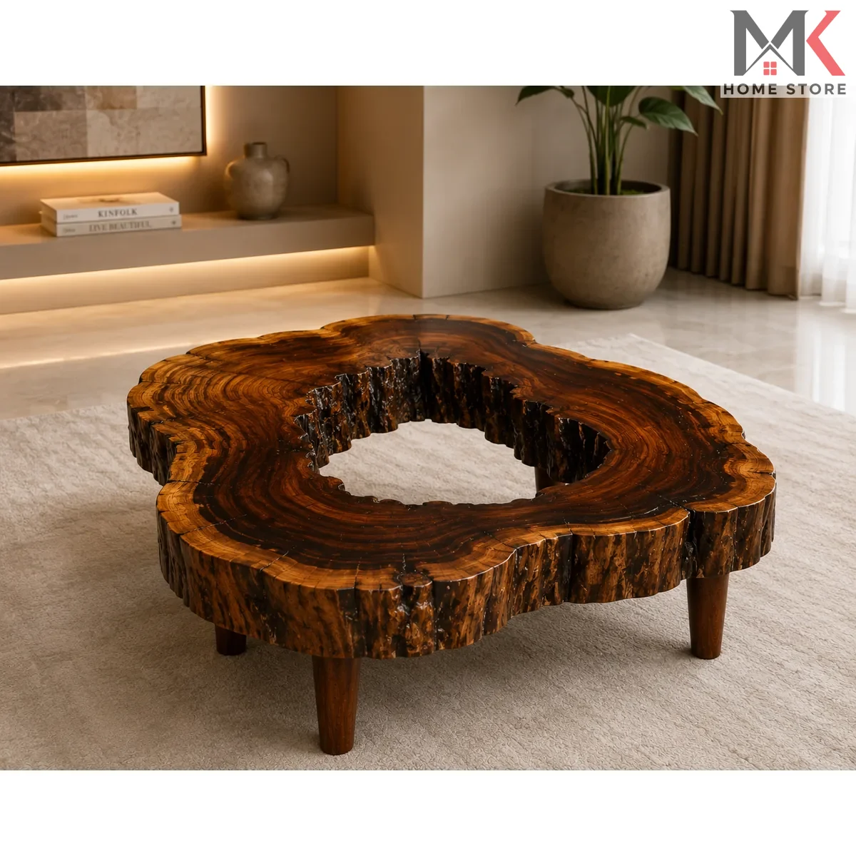 Hollow Live Edge Center Table