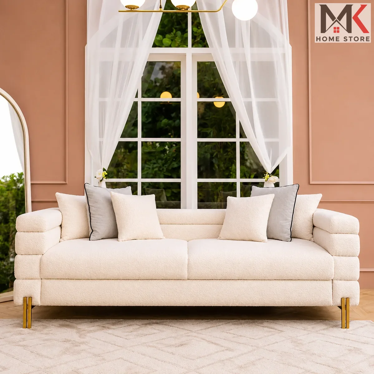 Modern Bouclé 2-Seater Sofa