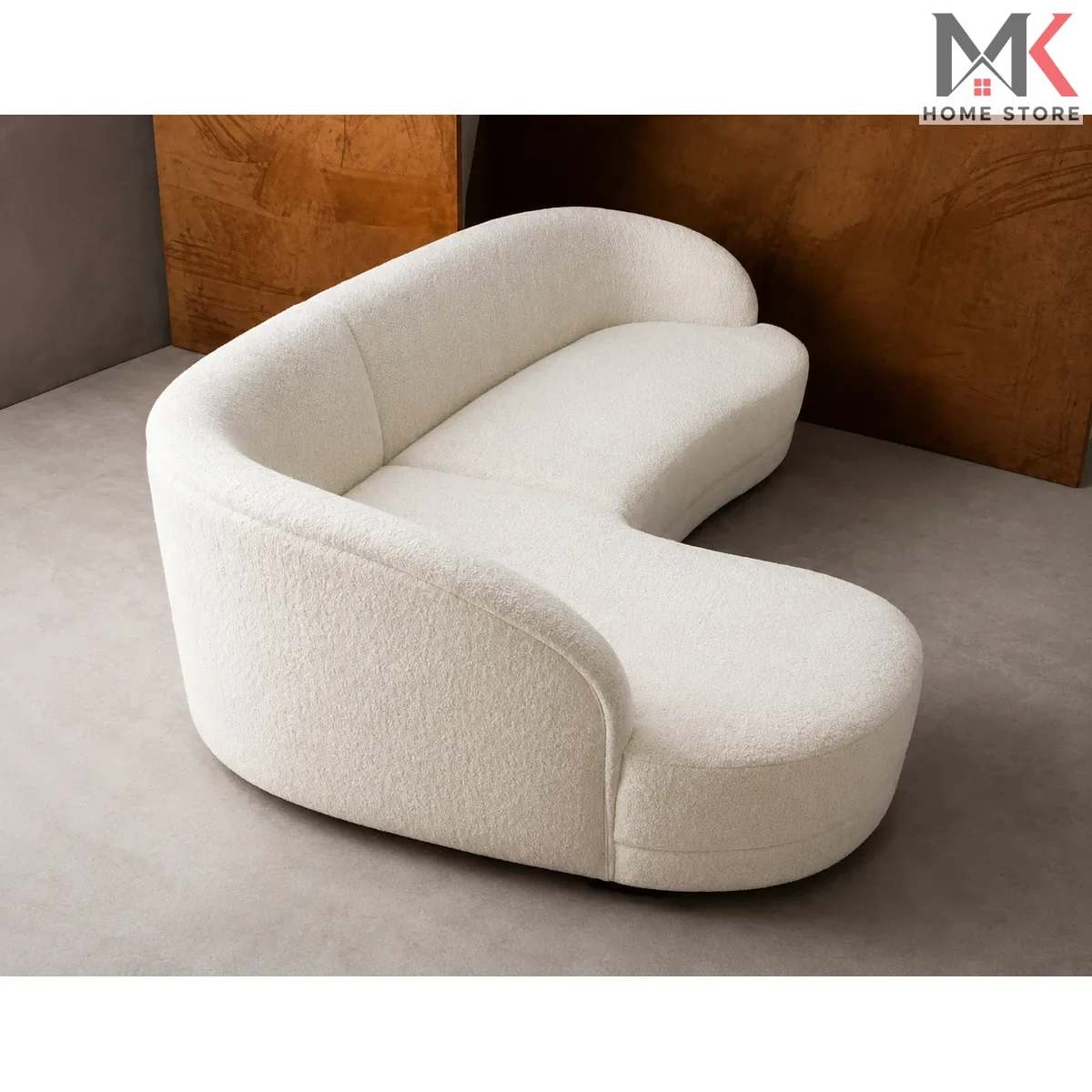 Modern Curved Bouclé Sofa