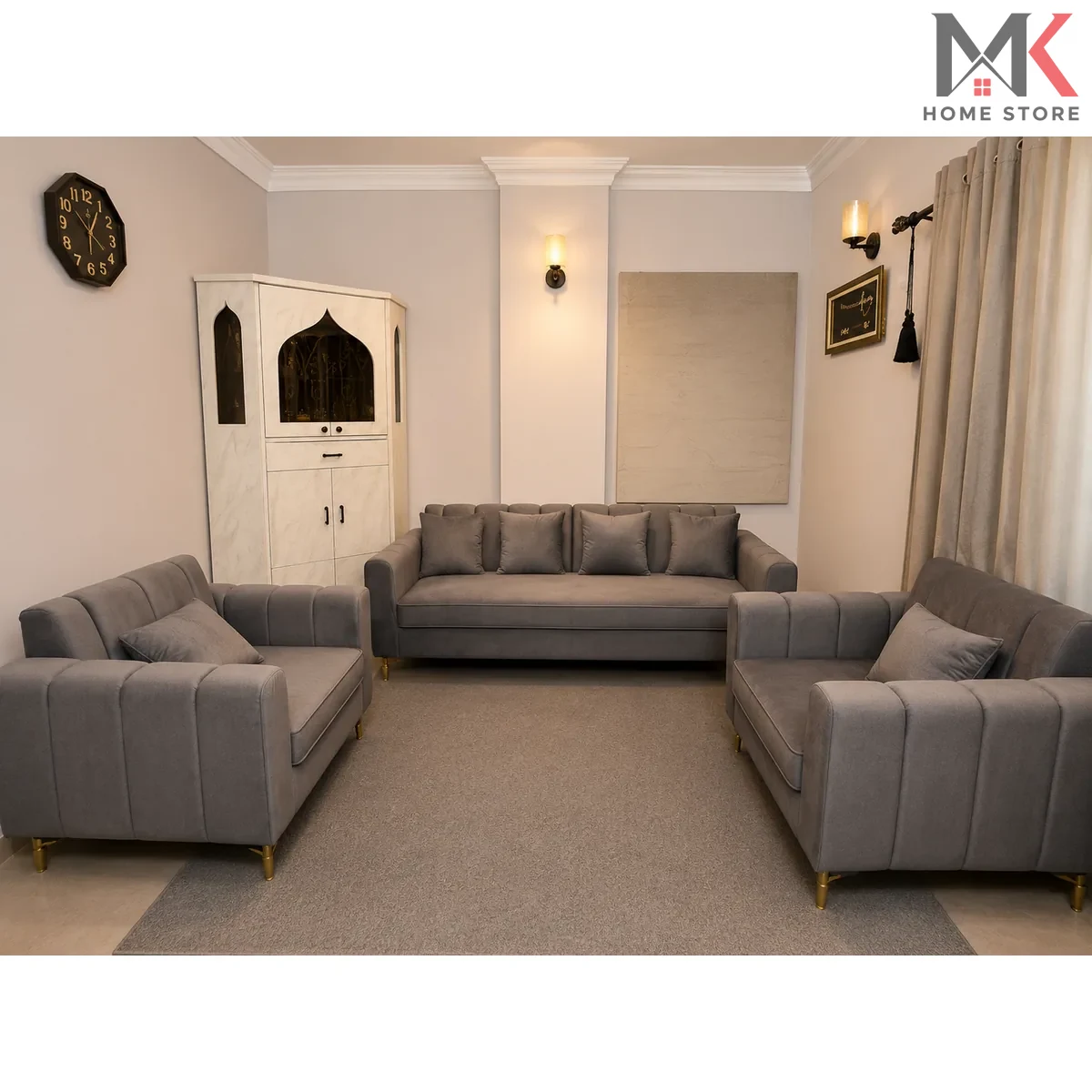 Modern Upholstered Sofa Set (3+1+1)