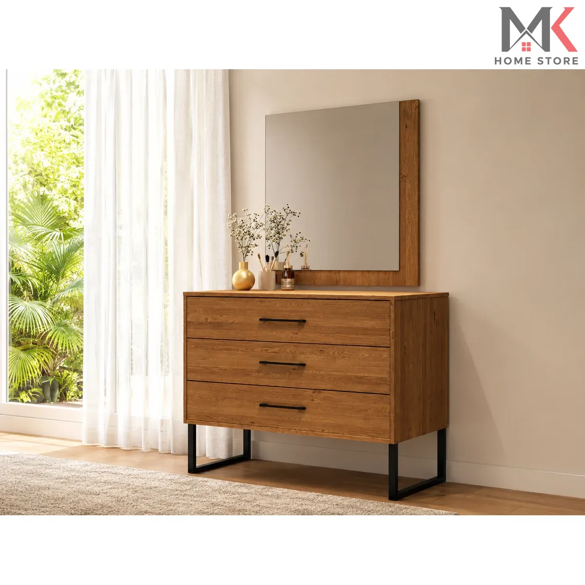 The Industrial 3-Drawer Console & Mirror Suite