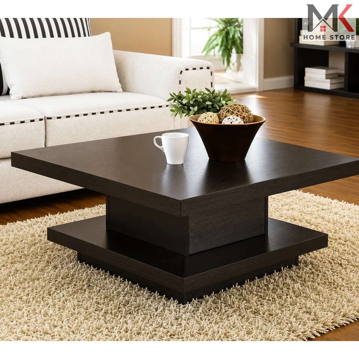 The Square Tiered Matte Black Coffee Table