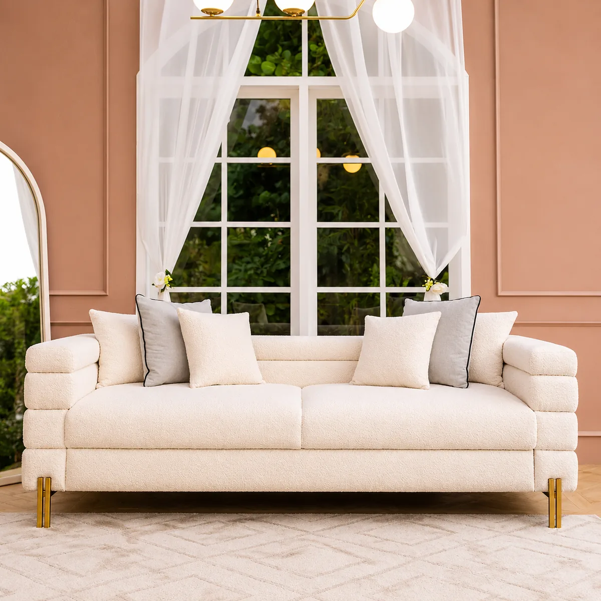 Modern Bouclé 2-Seater Sofa