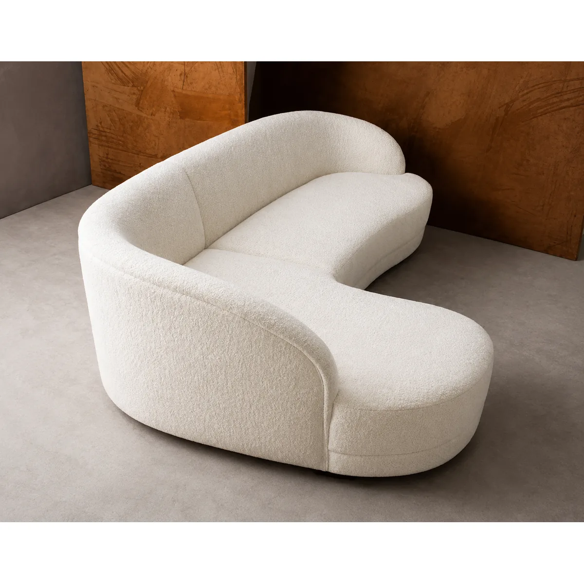 Modern Curved Bouclé Sofa