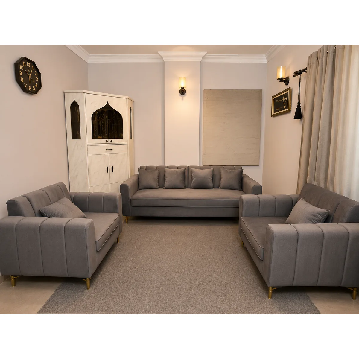 Modern Upholstered Sofa Set (3+1+1)