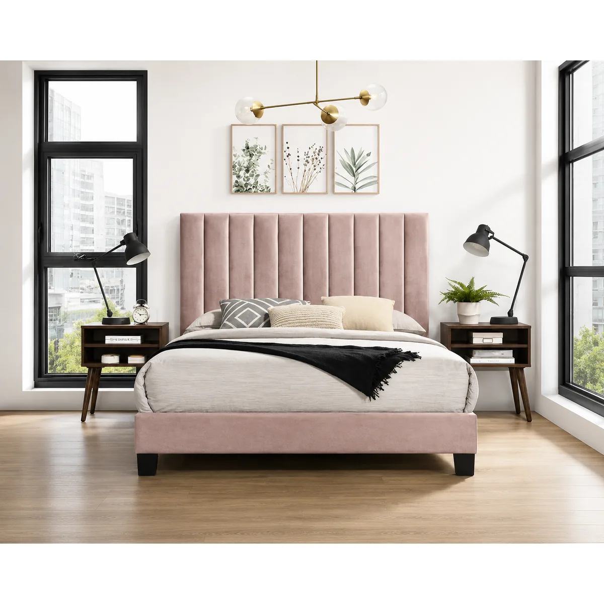 Contemporary Cushion Bed Set