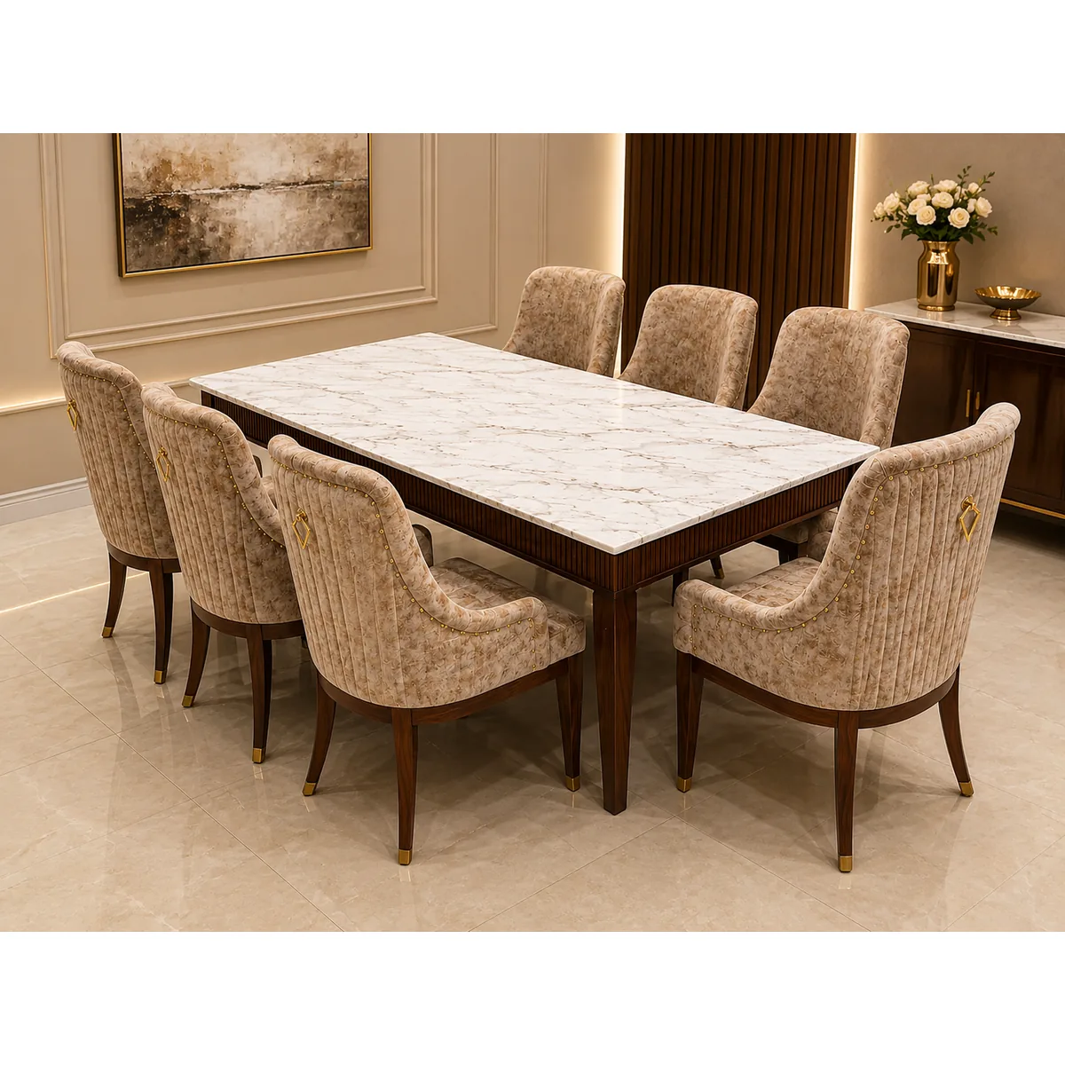 Modern PVC Top Dining Set