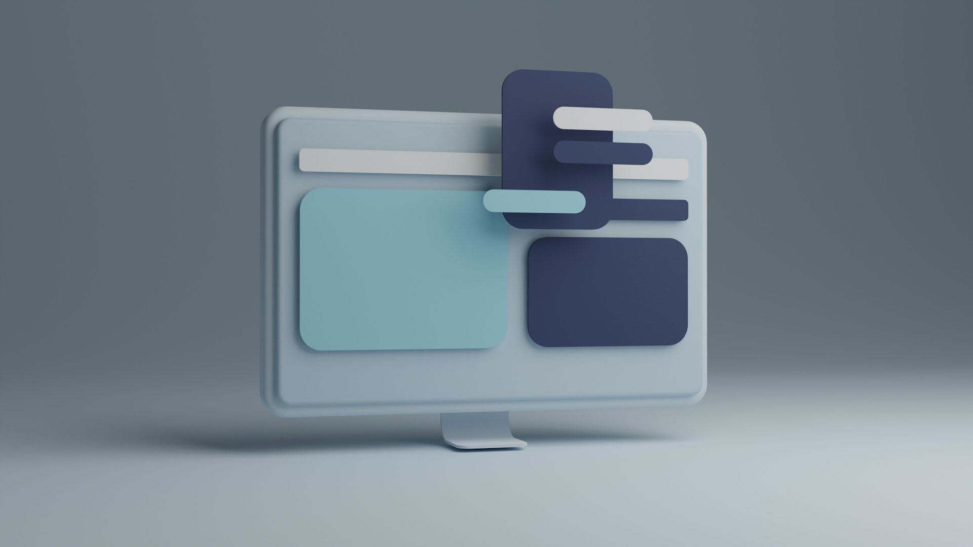 Interfície 3D abstracta amb blocs rectangulars elevats de marcador de posició.