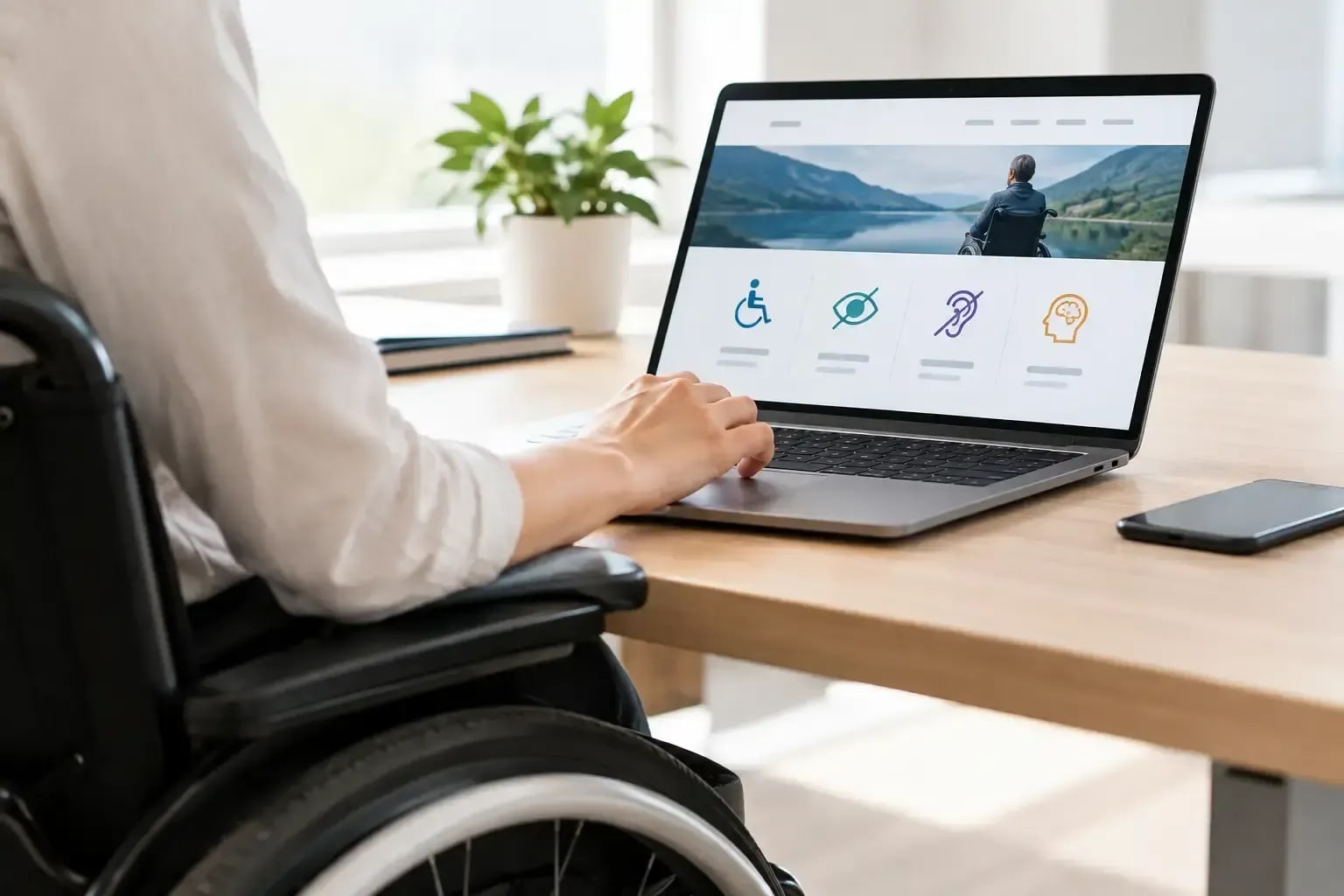 A person with a disability browses the website.