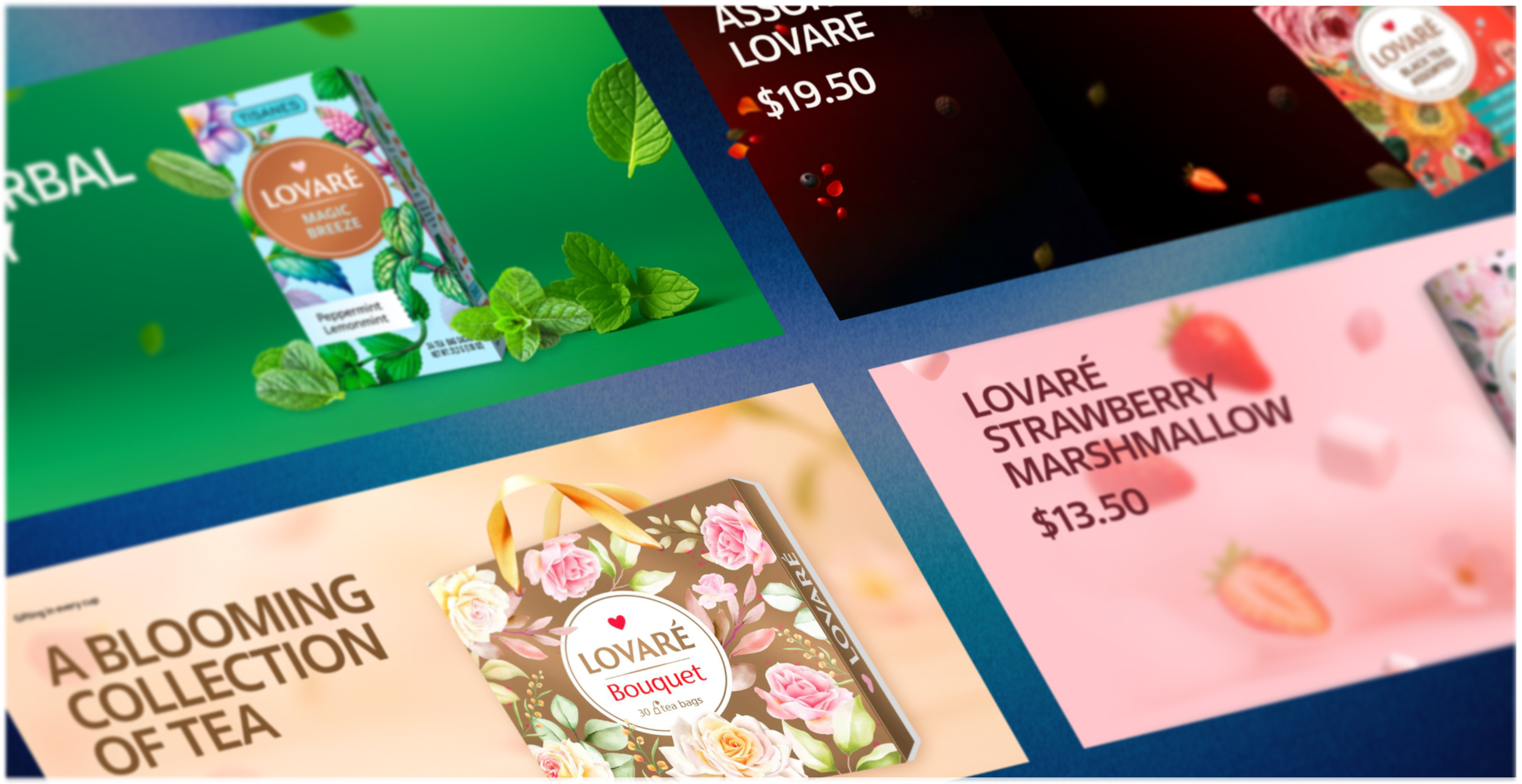 Dissenys d'empaquets de té Lovare