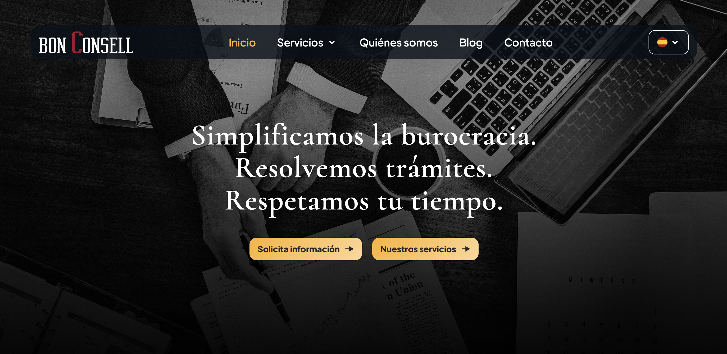 Pàgina d'inici en el lloc web de Gestoria Bon Consell