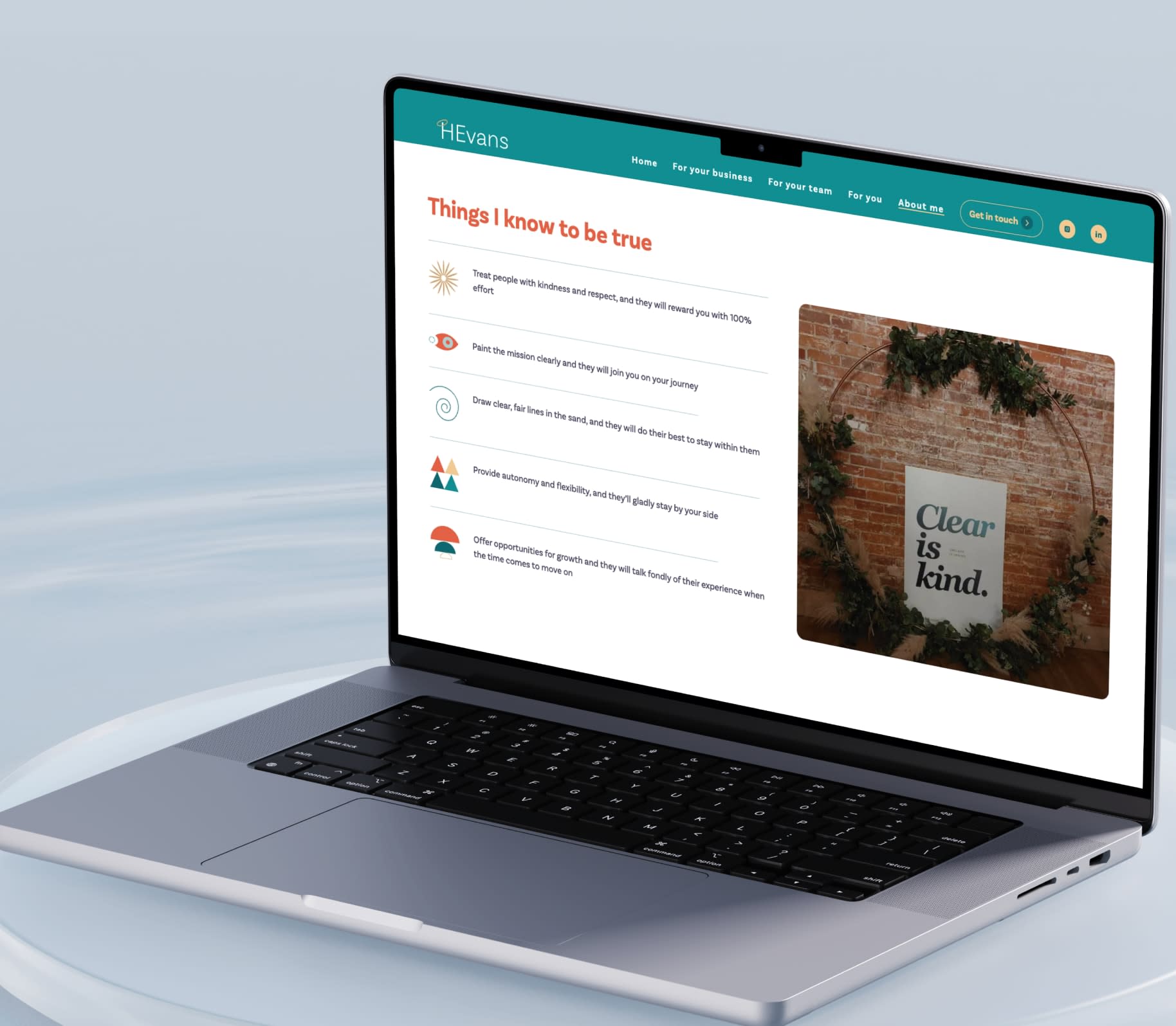 HEvans People Services project preview on laptop screen