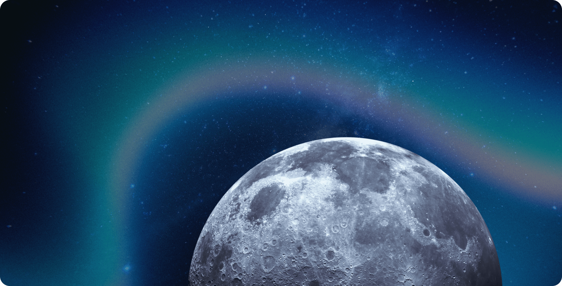 Partial view of the Moon with blue gradient background